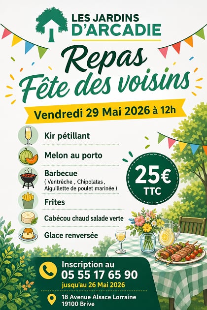 Repas fête des voisins (Les jardins d'Arcadie)