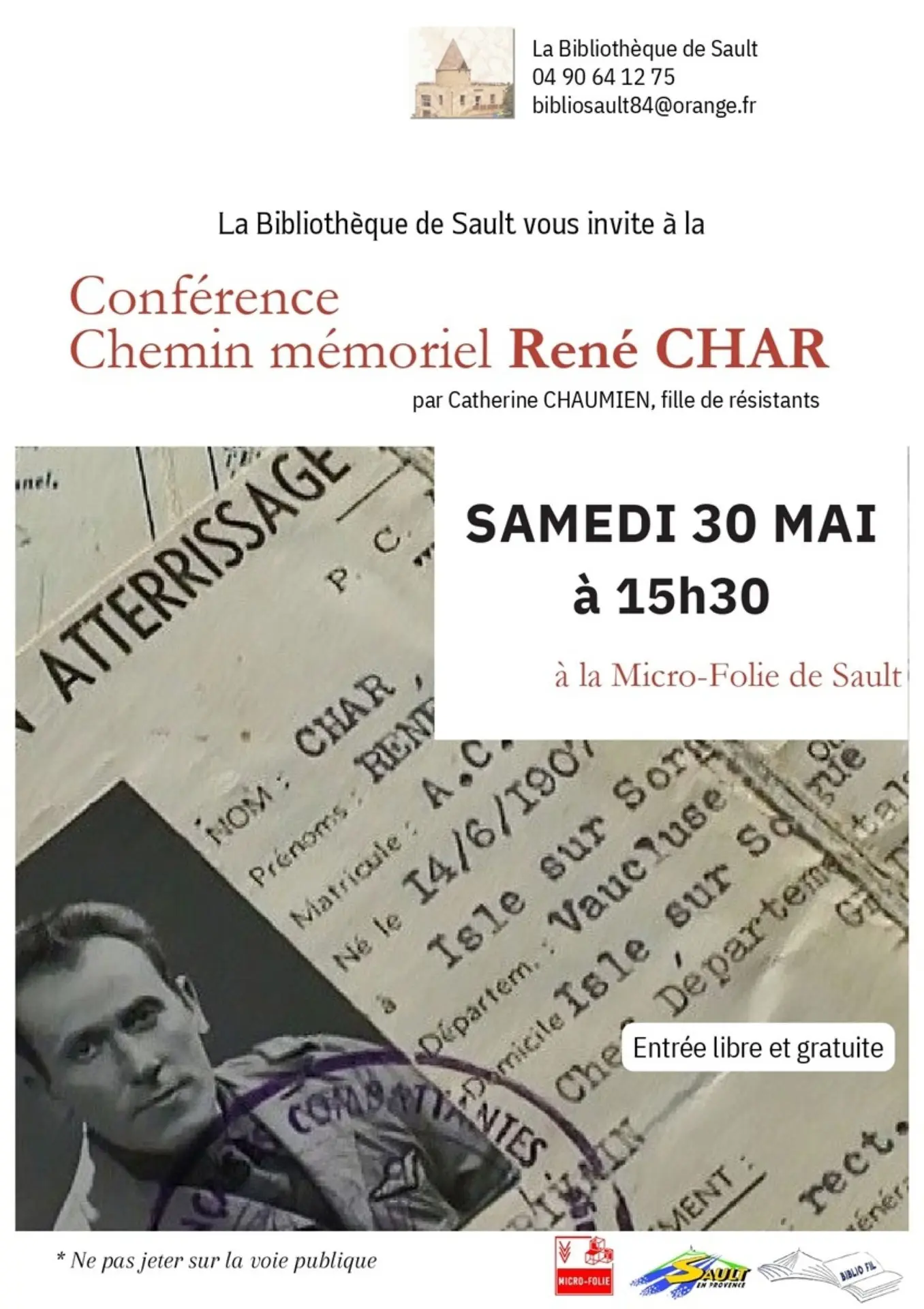 Micro-folie à Sault : Conférence "Chemin Mémoriel René Char"