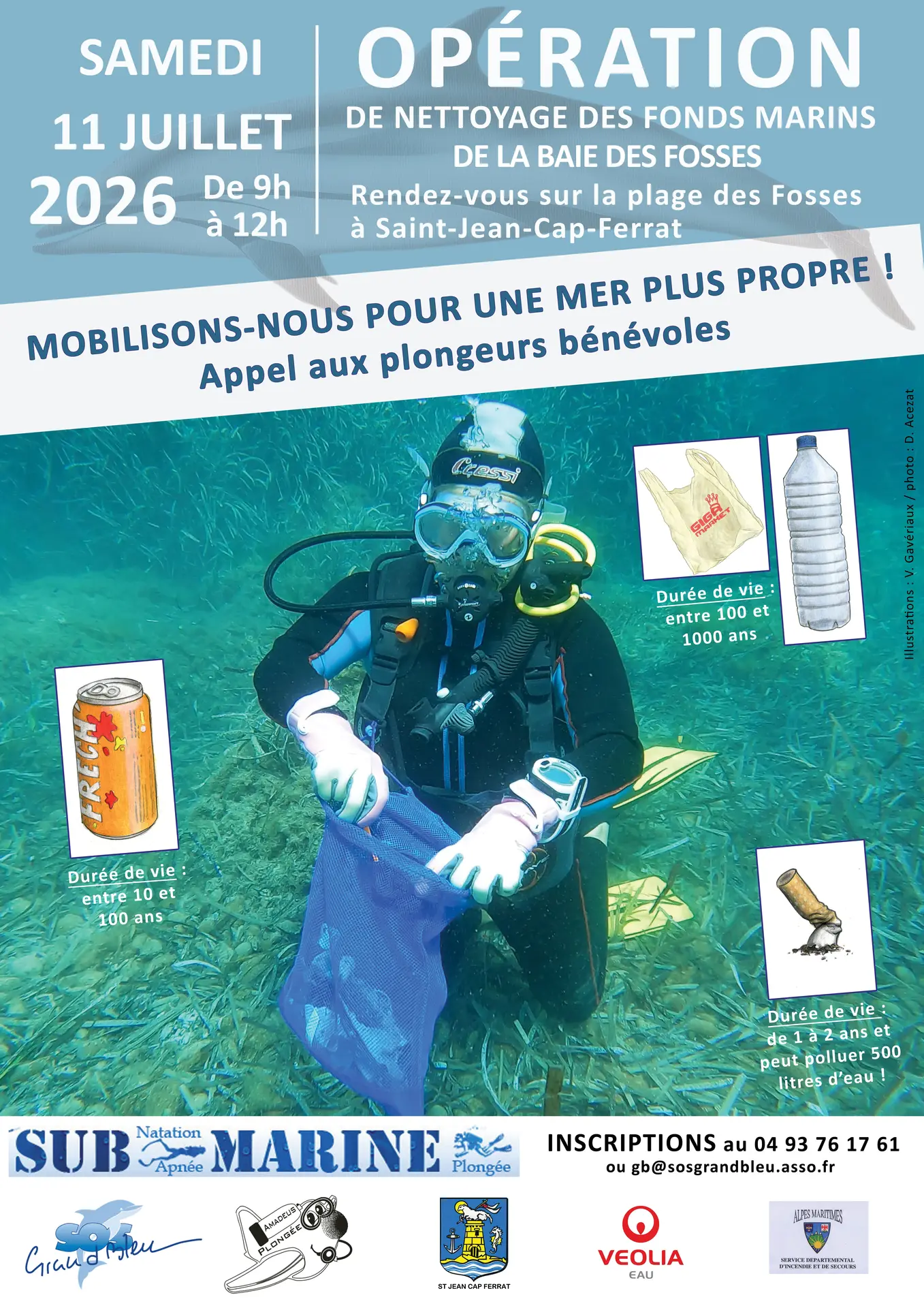 Opération de nettoyage des fonds marins avec SOS Grand Bleu