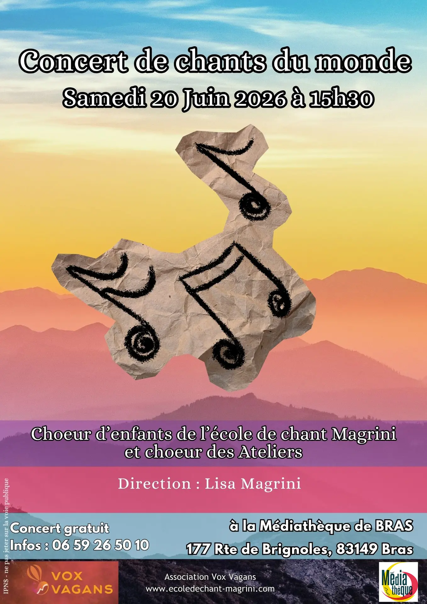 Concert : Chants du monde - Choeur d'enfants de l'école de chant Magrini et chœur des ateliers