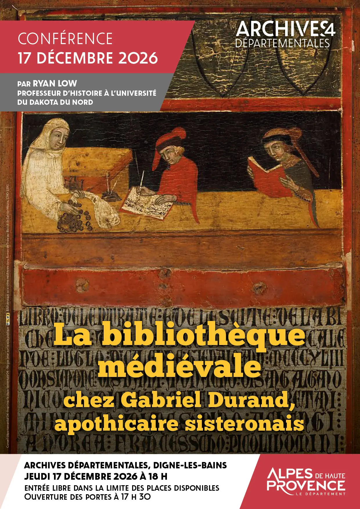 Conférence - La bibliothèque médiévale chez Gabriel Durand, apothicaire sisteronais