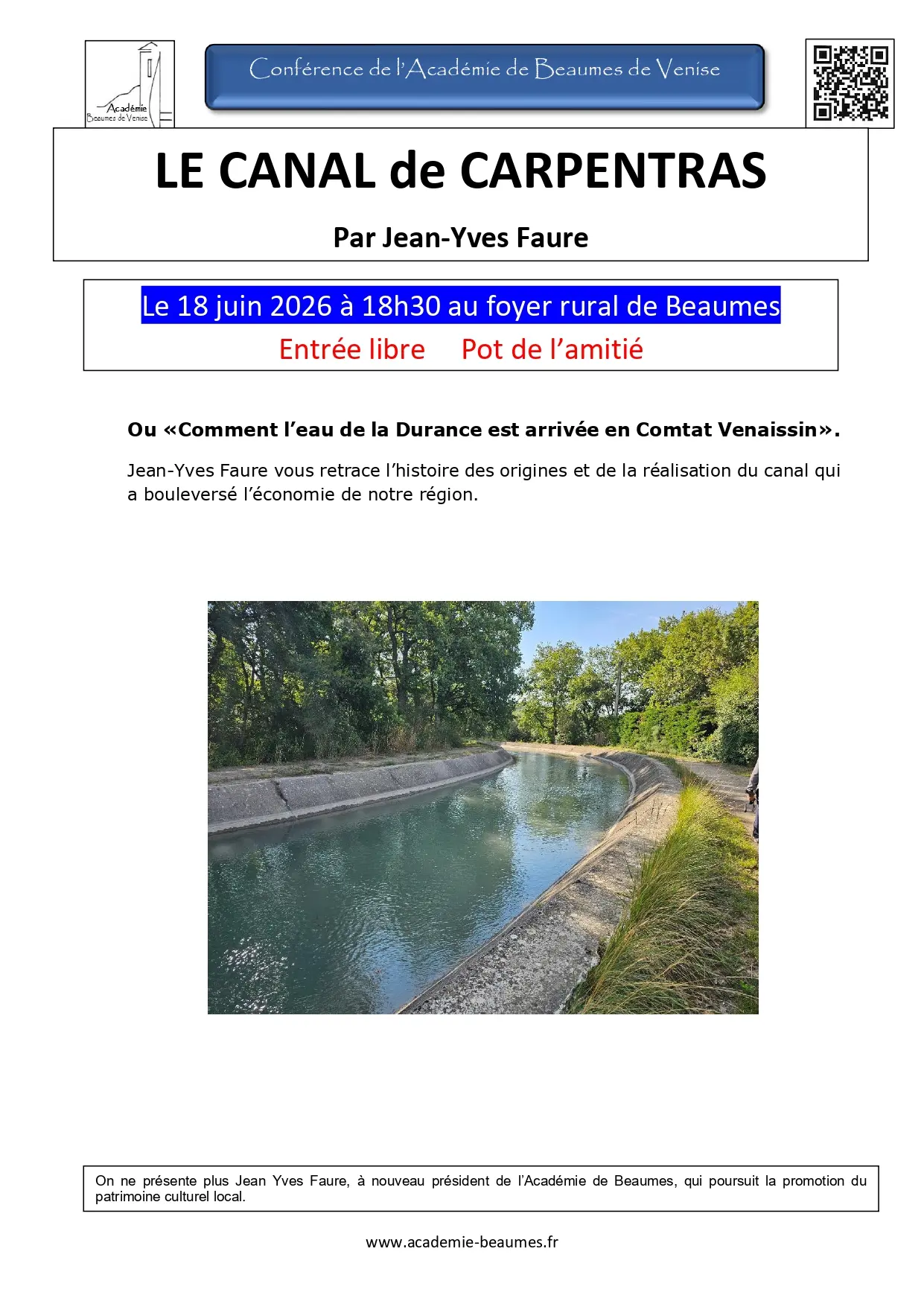 Conférence : Le Canal de Carpentras