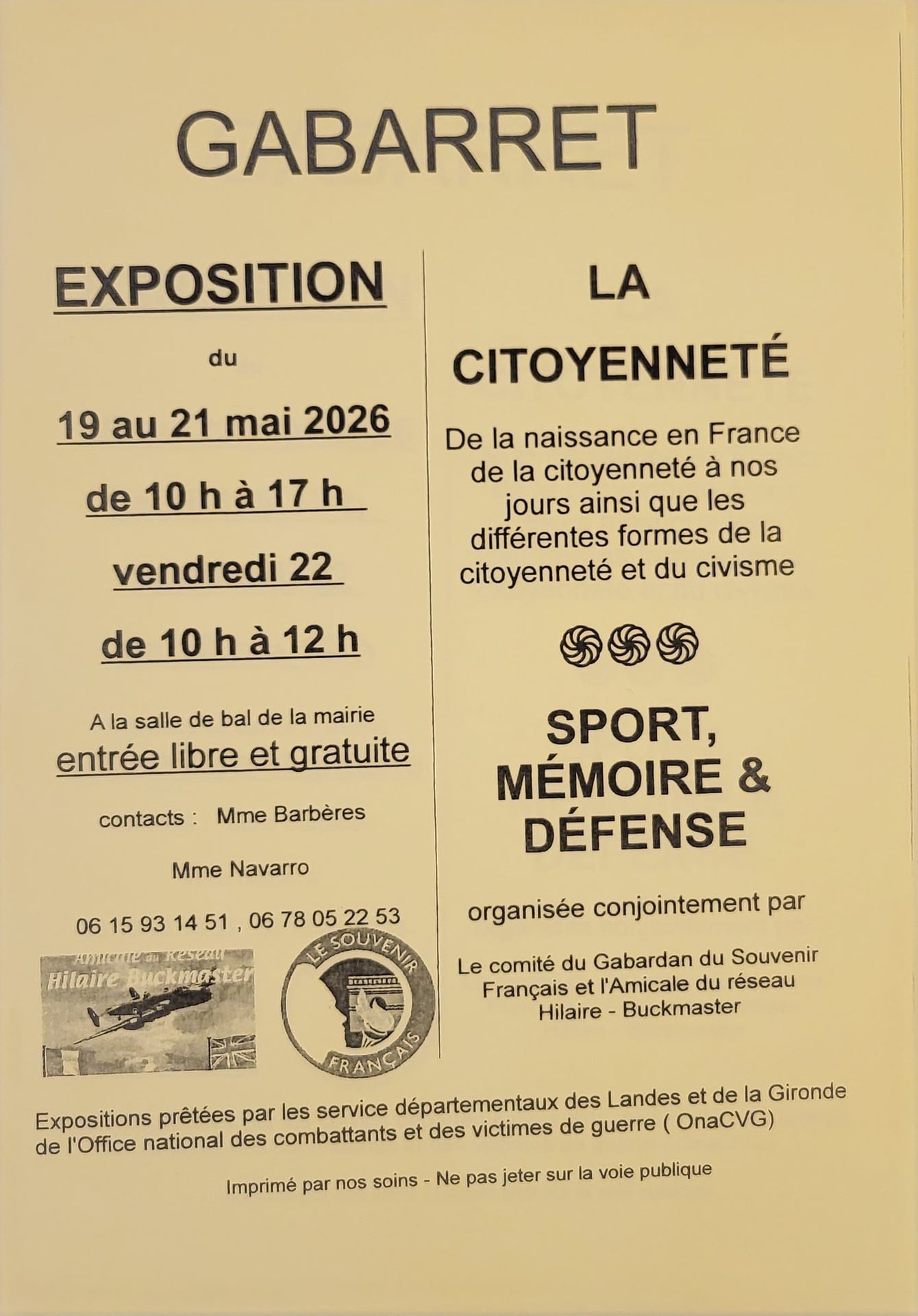 Expositions : "La Citoyenneté" & "Sport, Mémoire & Défense"