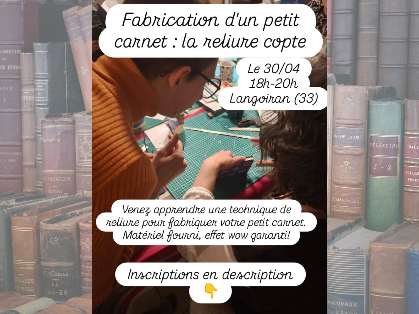 Atelier "Fabrication d'un petit carnet : reliure copte"