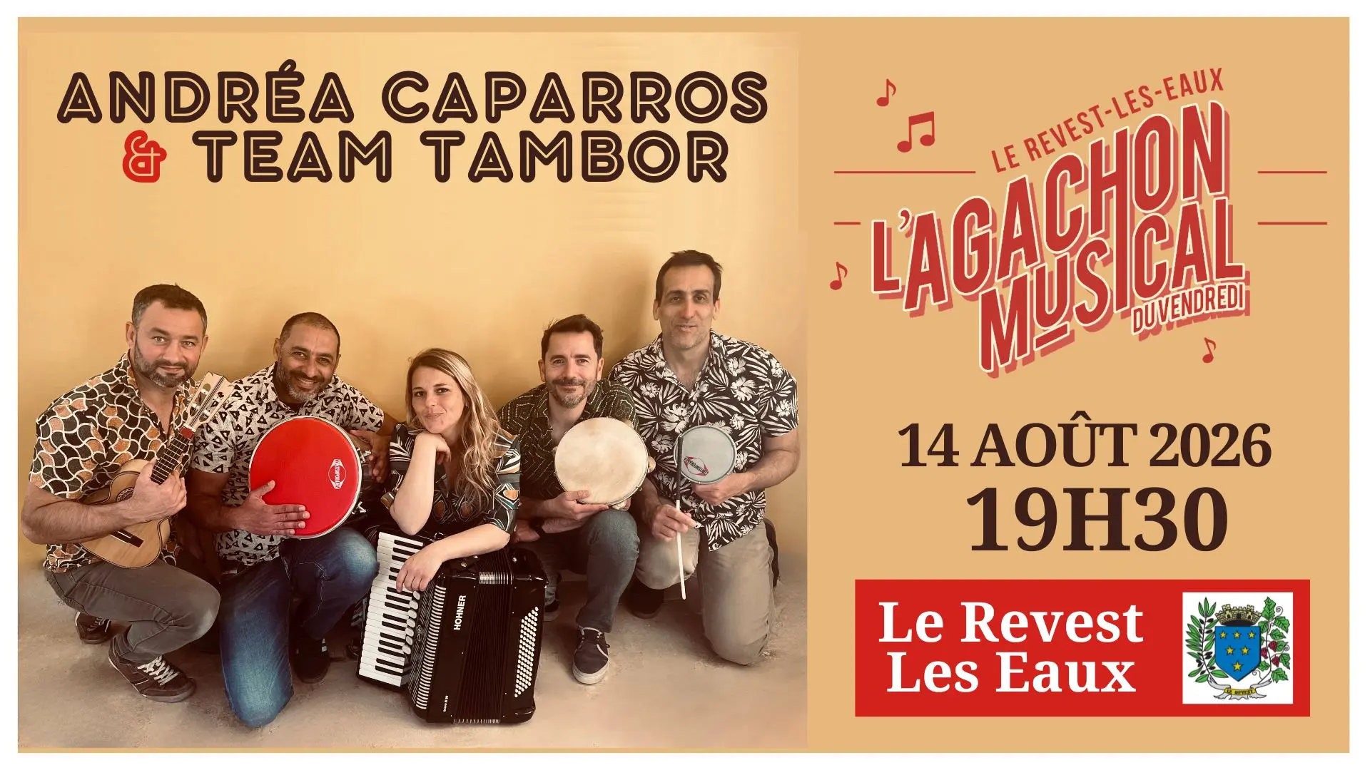 Concert - Andréa Caparros & Team Tambor - L'Agachon musical du vendredi