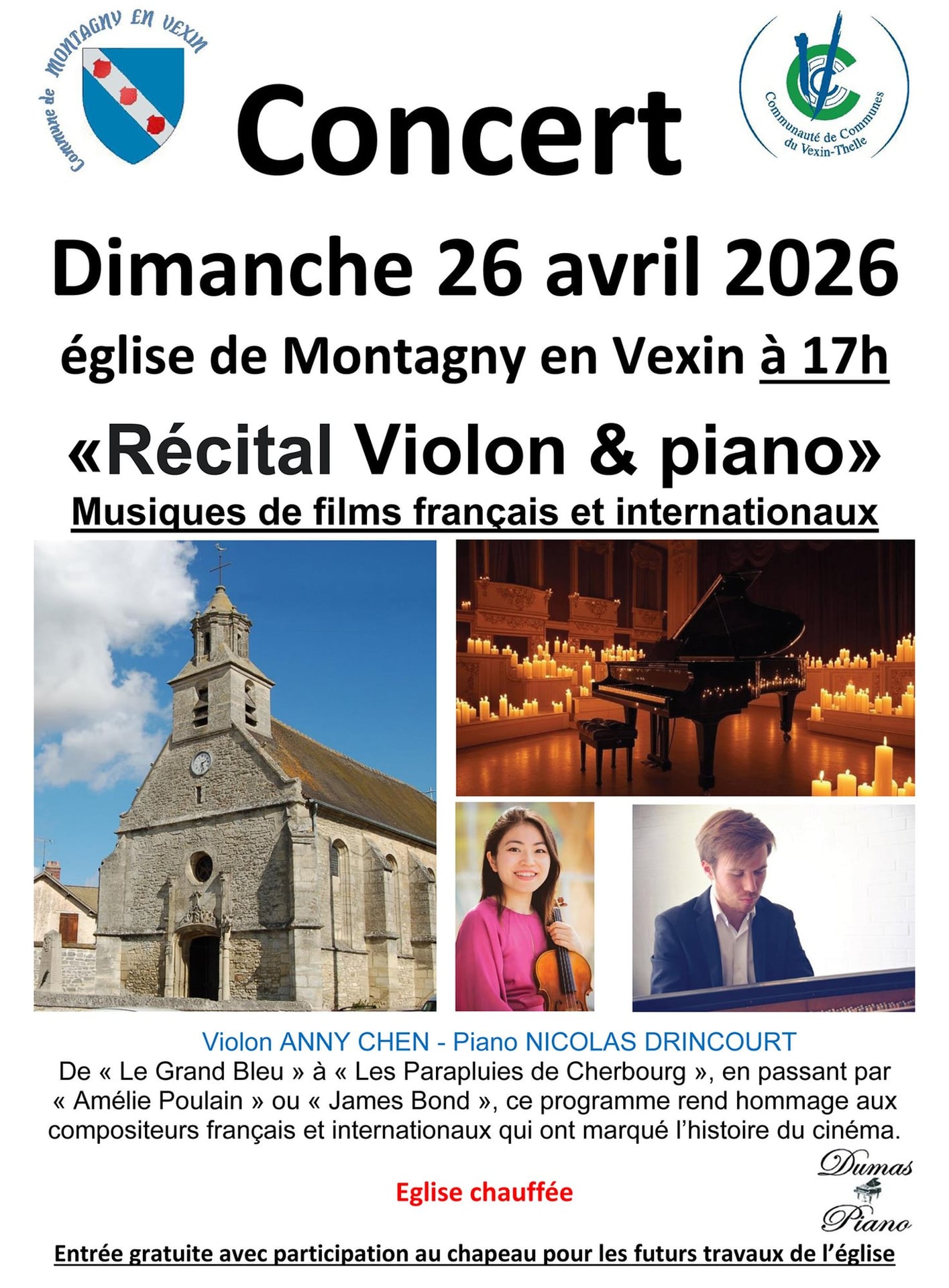 CONCERT "Piano/Violon" Musiques de films français et internationaux