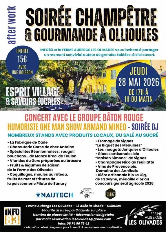 Soirée champêtre et gourmande à Ollioules