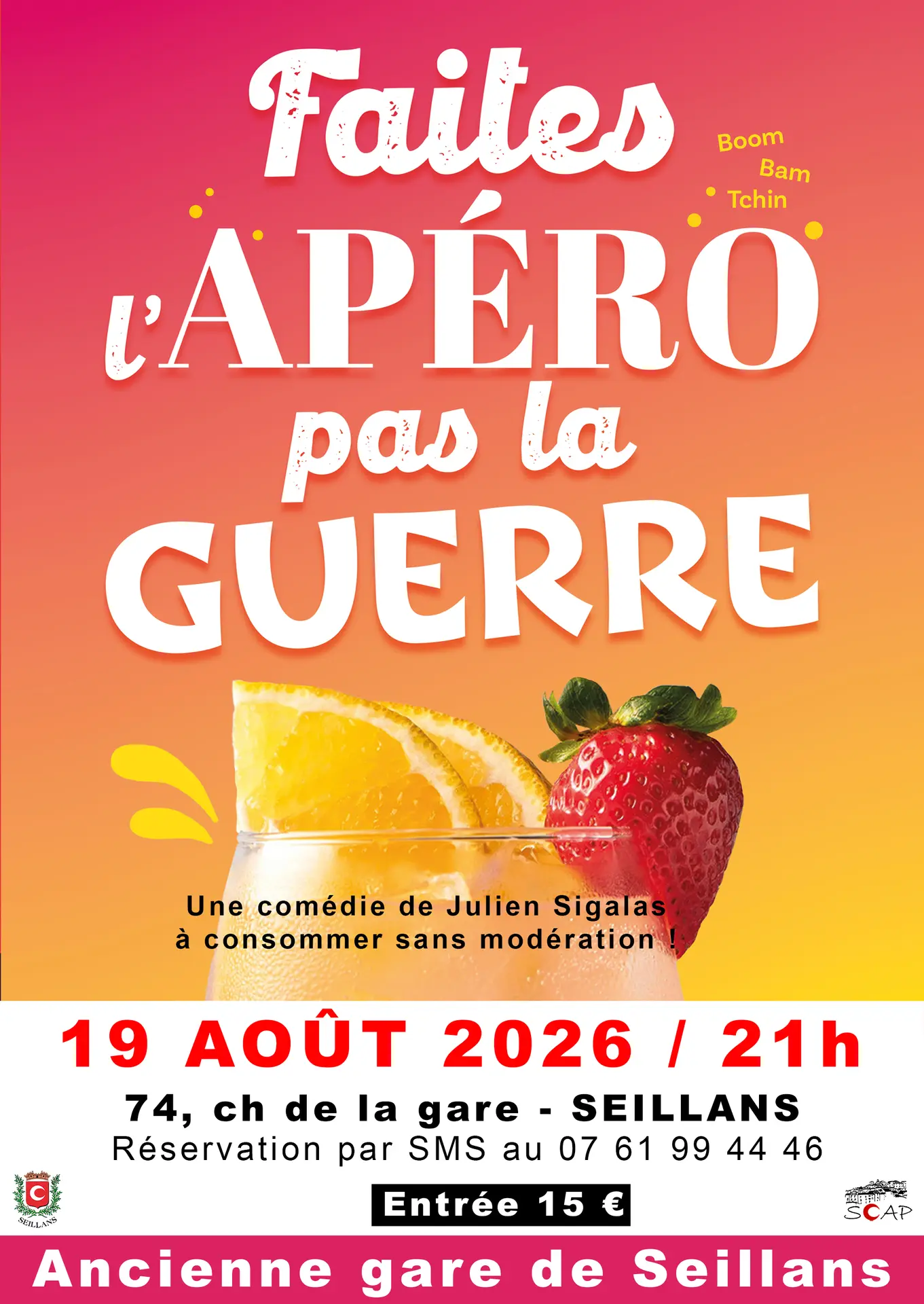 Théâtre "Faites l'apéro pas la guerre" scène de la l'ancienne gare de Seillans