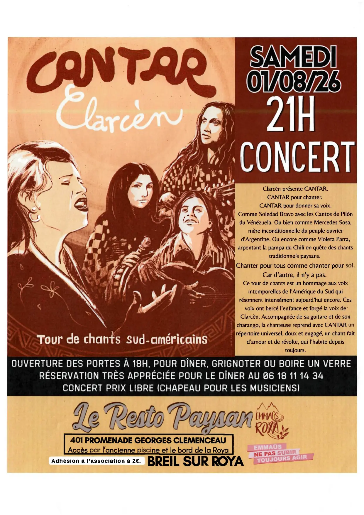 Concert au resto paysan: Clarcèn
