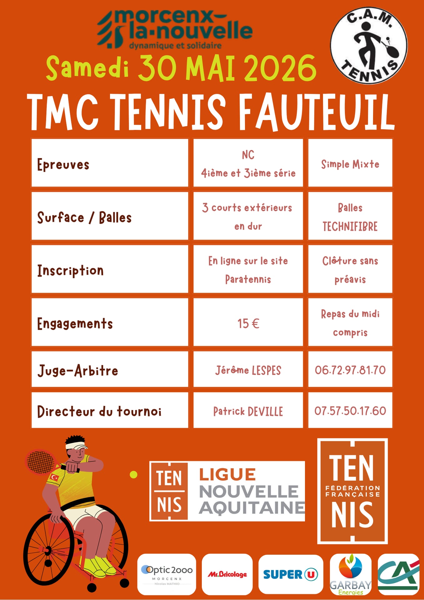 Tournoi Multi-Chance - Tennis Fauteuil - CAM TENNIS