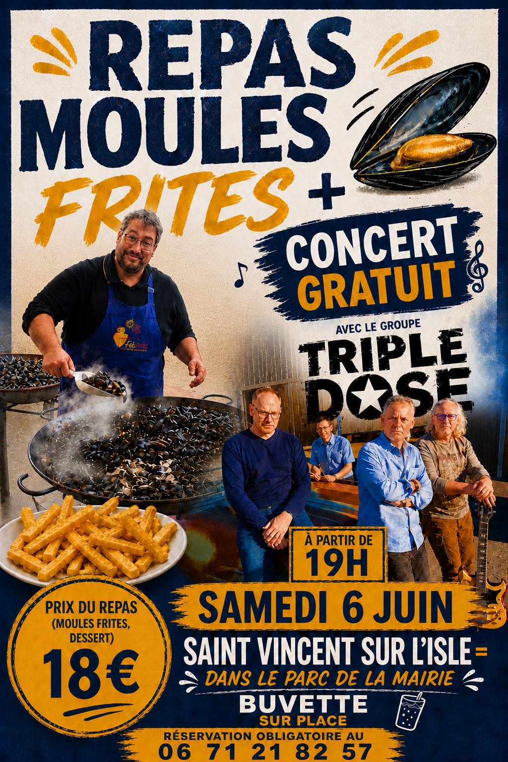 Repas moules frites et concert