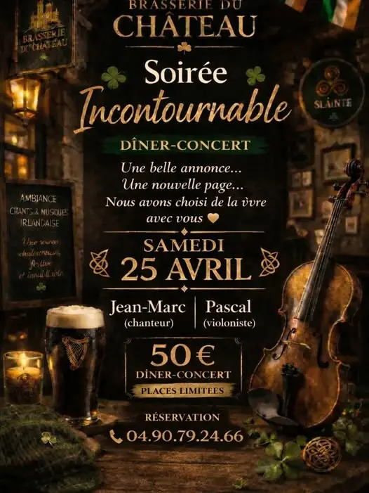 Dîner/Concert : Soirée Irlandaise à La Brasserie du Château