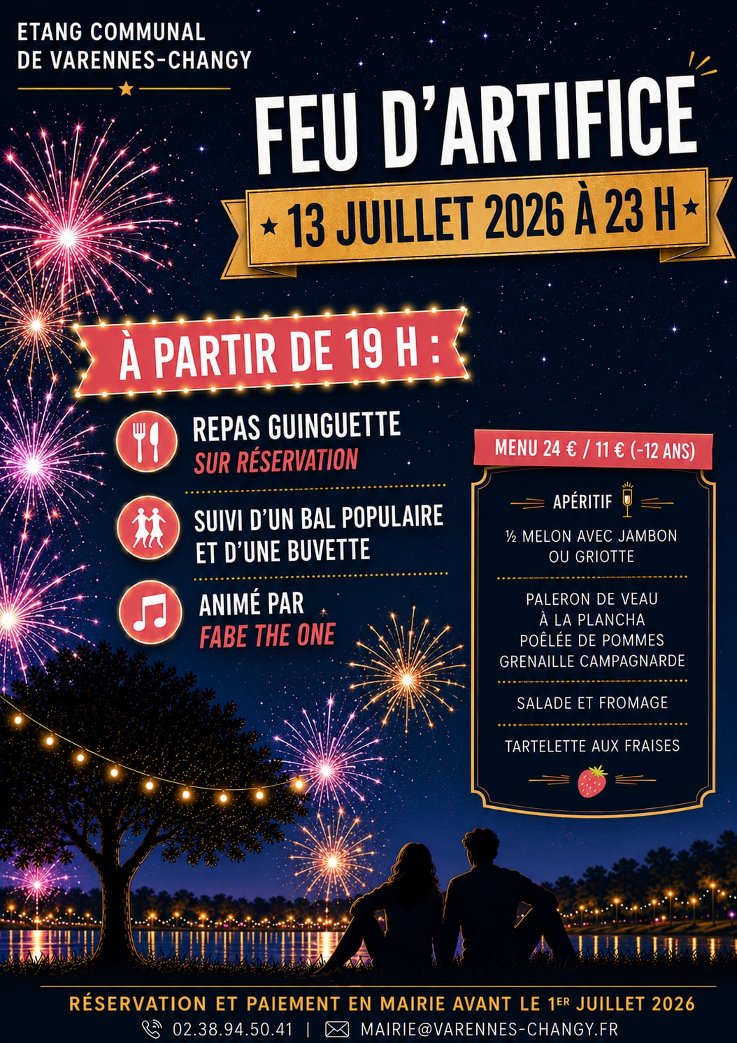 Repas bal et feu d'artifice