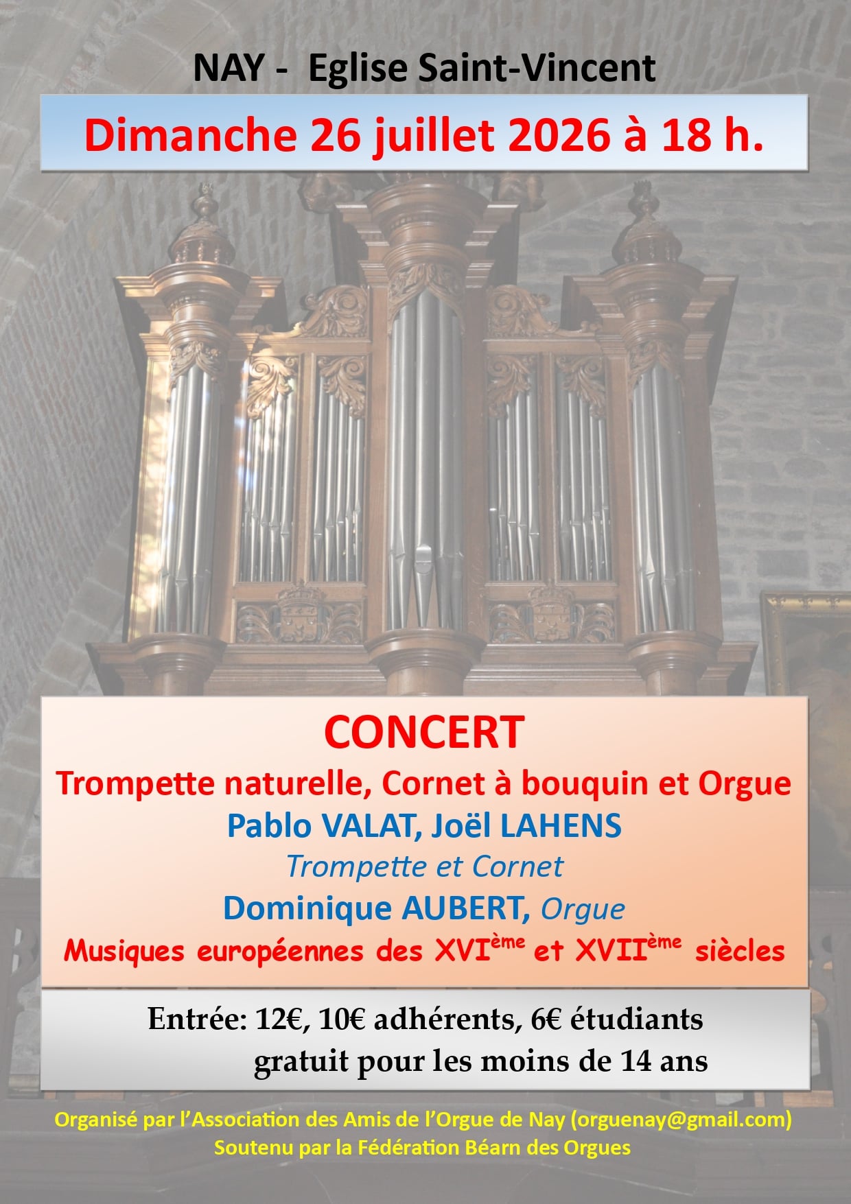 Concert trompette naturelle,cornet à bouquin et orgue