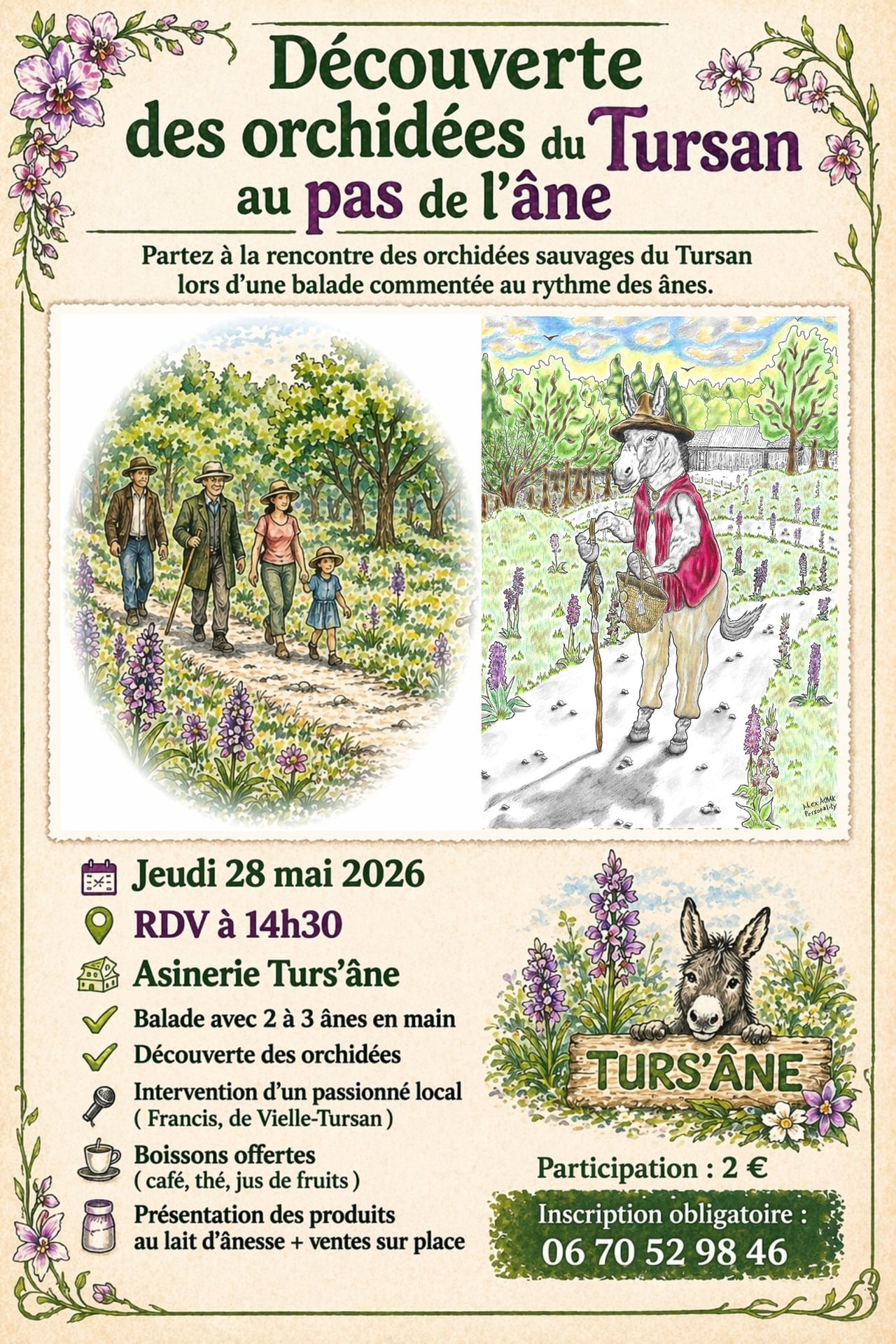 Découverte des orchidées du Tursan au pas de l'âne