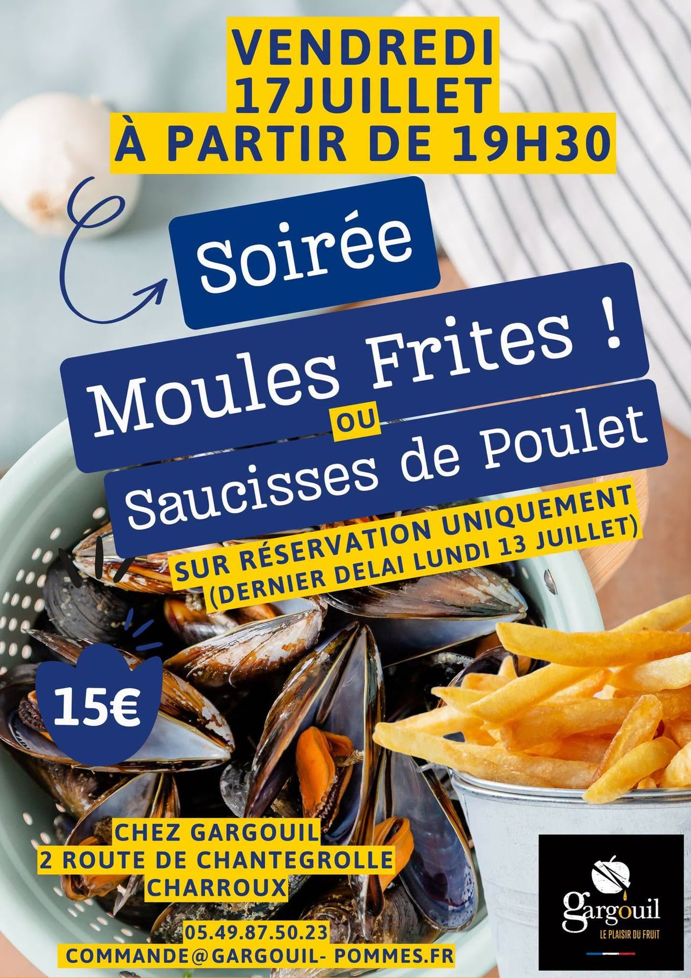 Soirée moules frites chez Gargouil