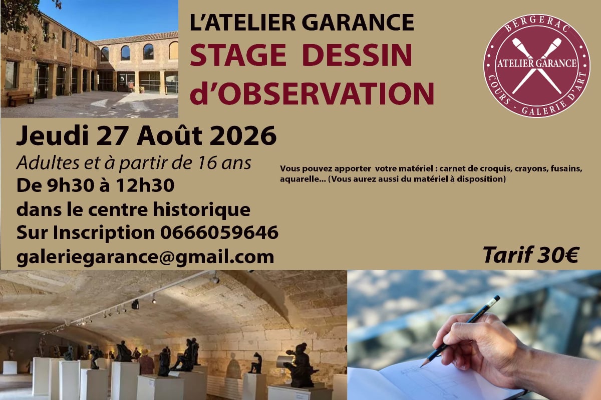 Stage dessin d'observation