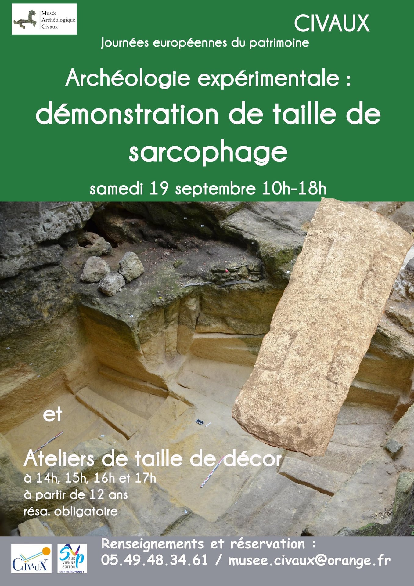 Journées Européennes du Patrimoine - Démonstration de taille de sarcophage mérovingien