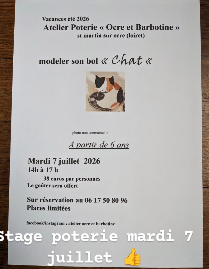 Atellier Poterie : Modeler son bol "Chat"
