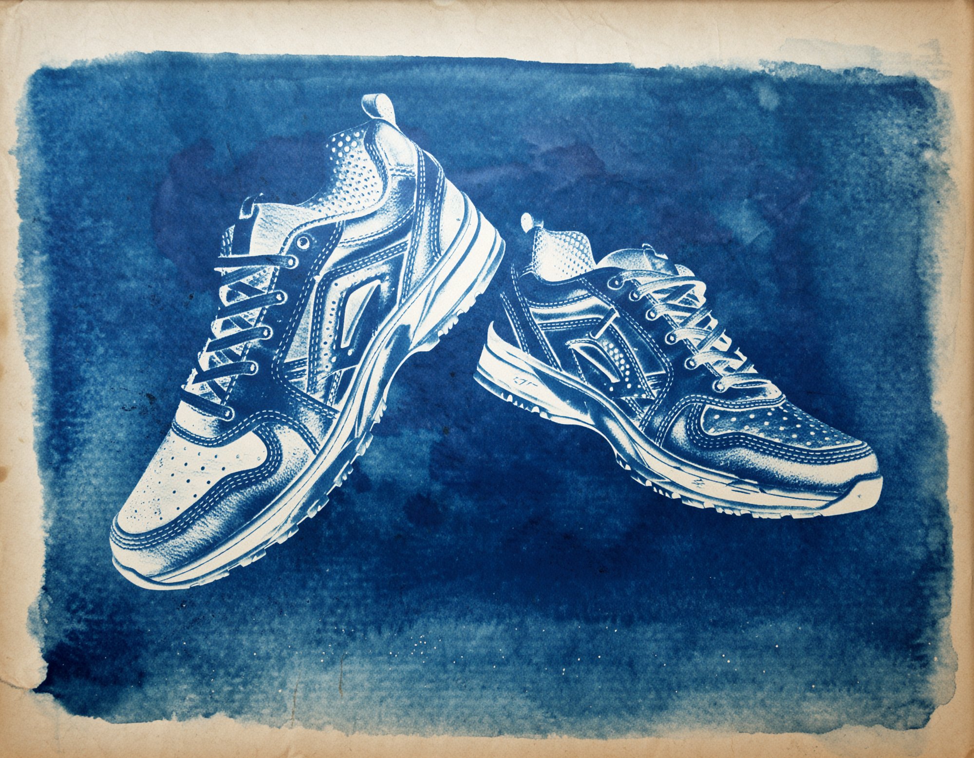 LES ATELIERS DE LA CABANE :  CYANOTYPE EN BASKETS