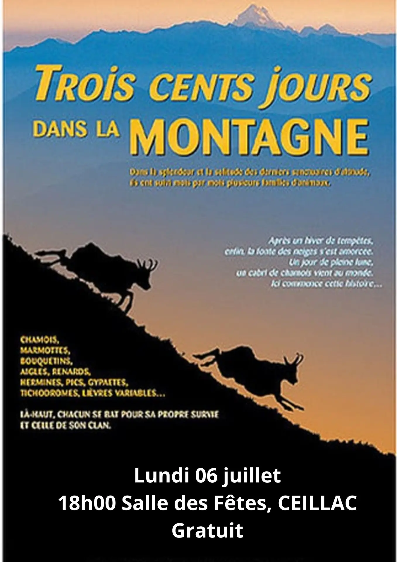 Projection de film : "Trois cents jours dans la montagne"