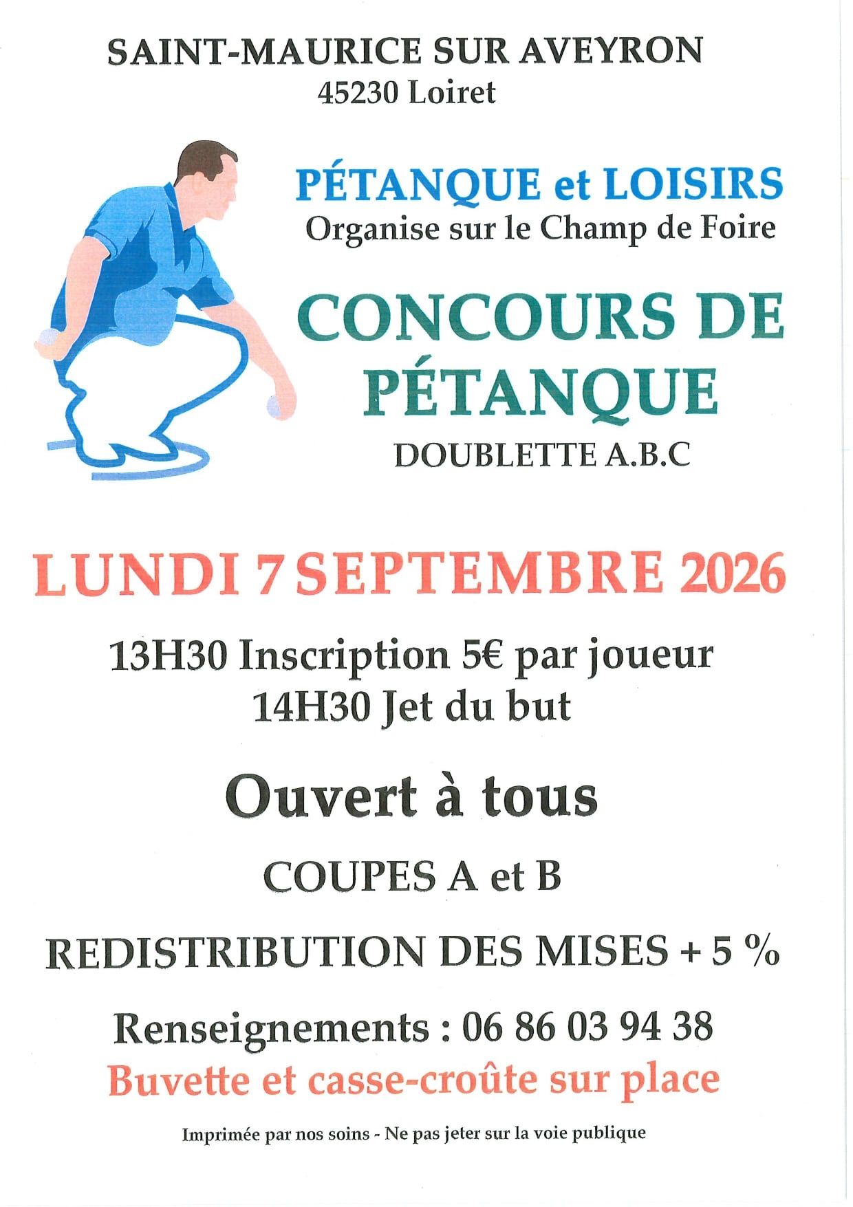 Concours de pétanque en doublette