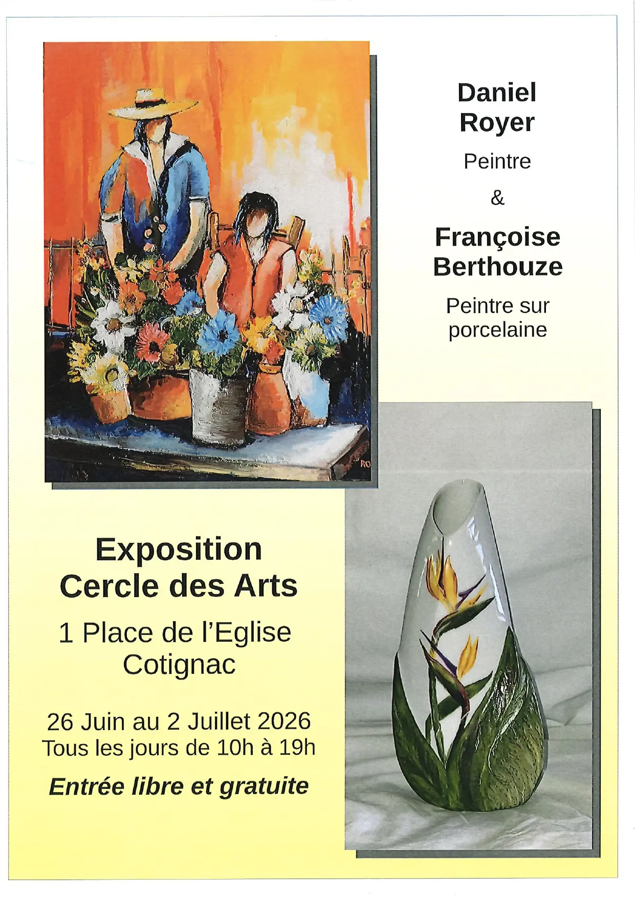 Exposition : Daniel ROYER et Françoise BERTHOUZE - peintures et peintures sur porcelaine