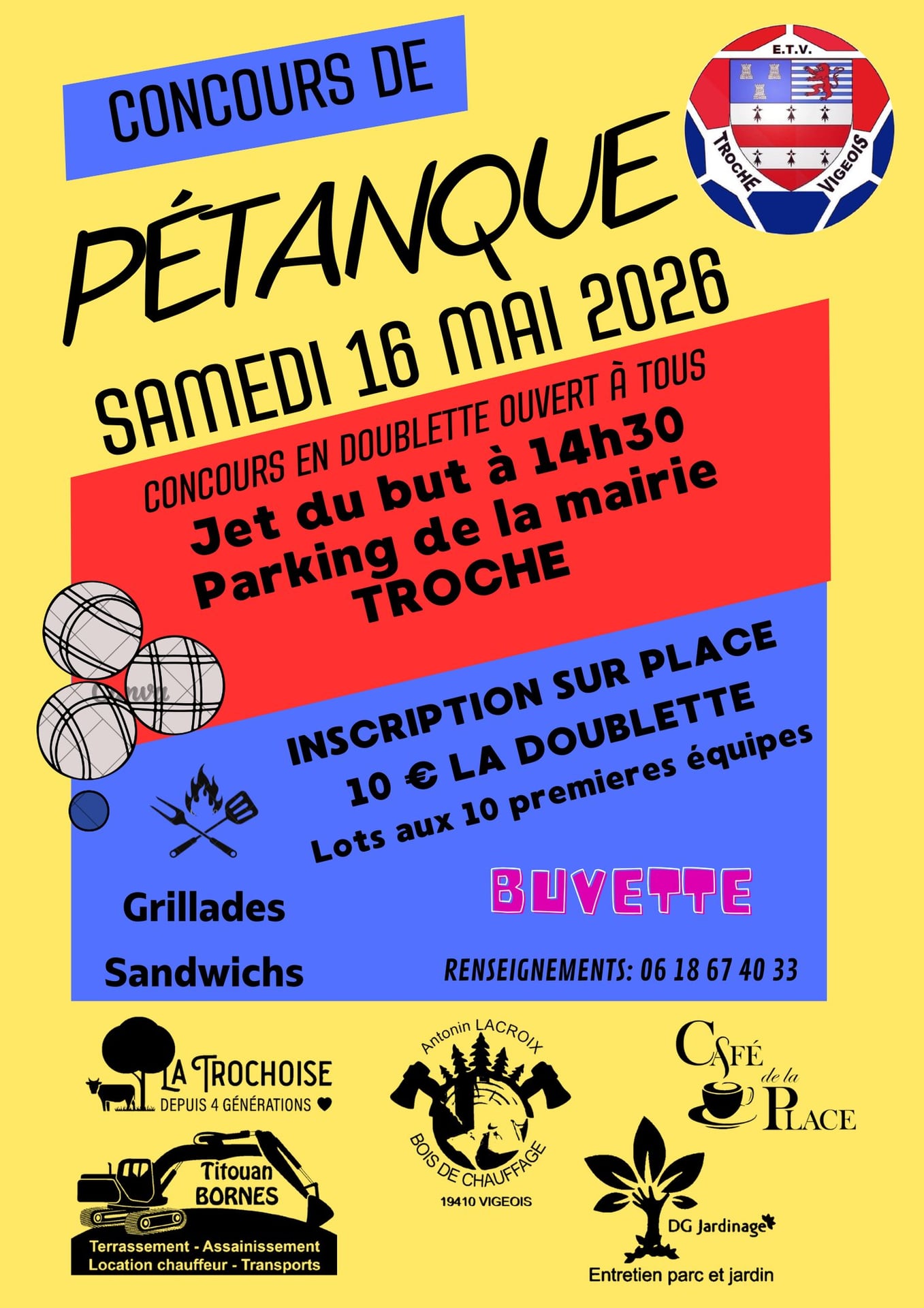 Concours de pétanque à Troche