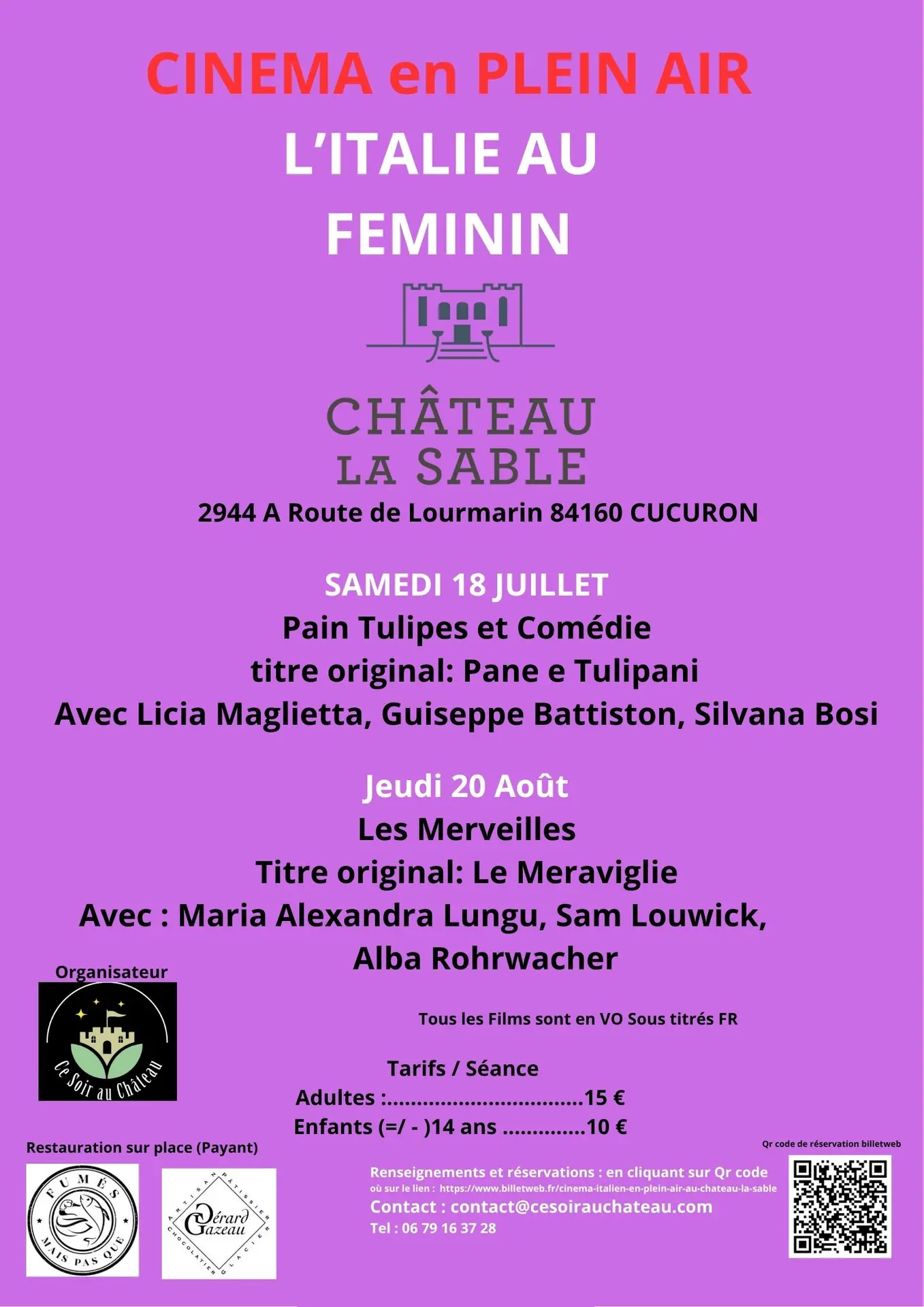 Cinéma en plein air - l'Italie au féminin à Château La Sable