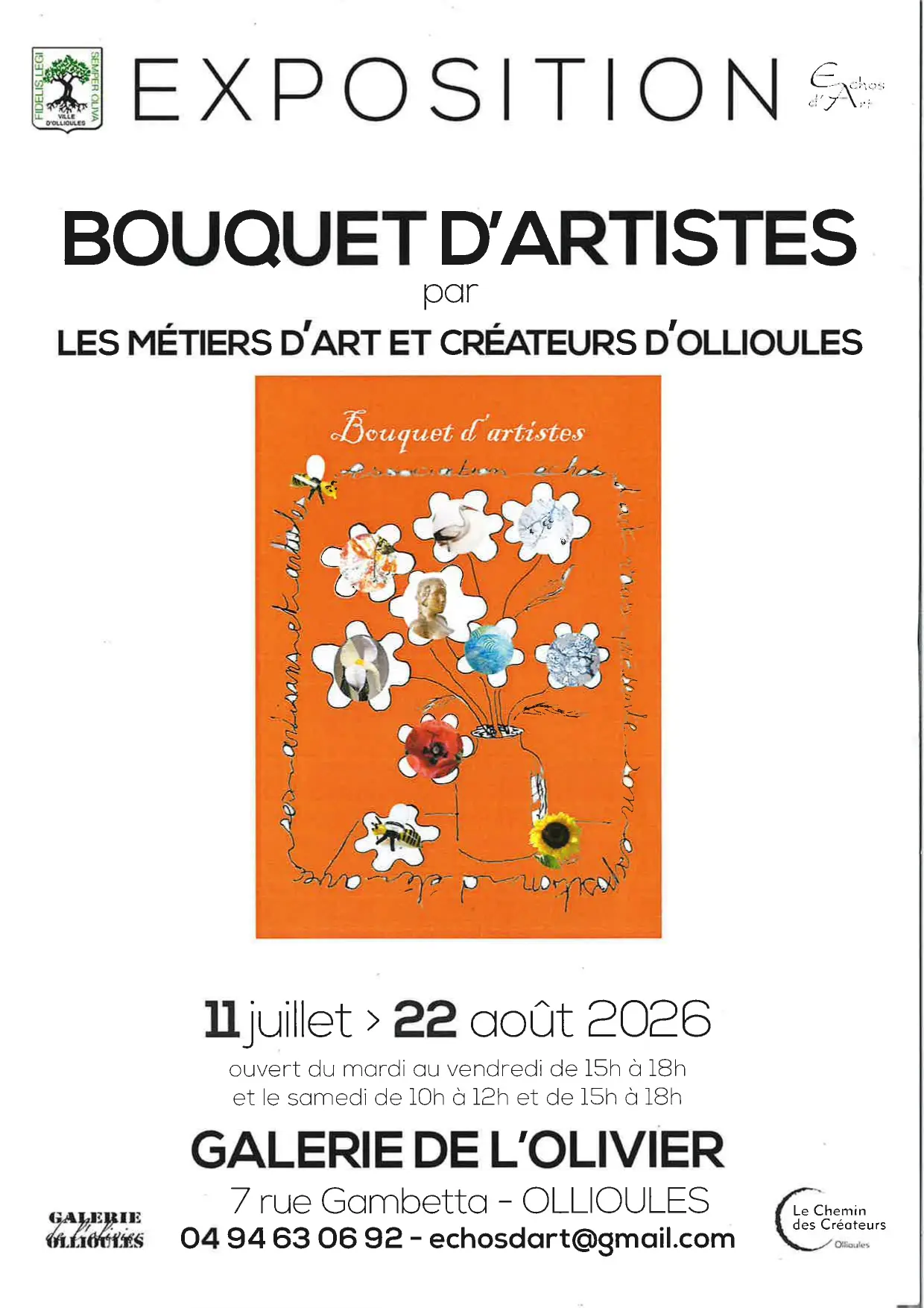 Exposition "Bouquet d'artistes" par les Métiers d'Art et Créateurs d'Ollioules