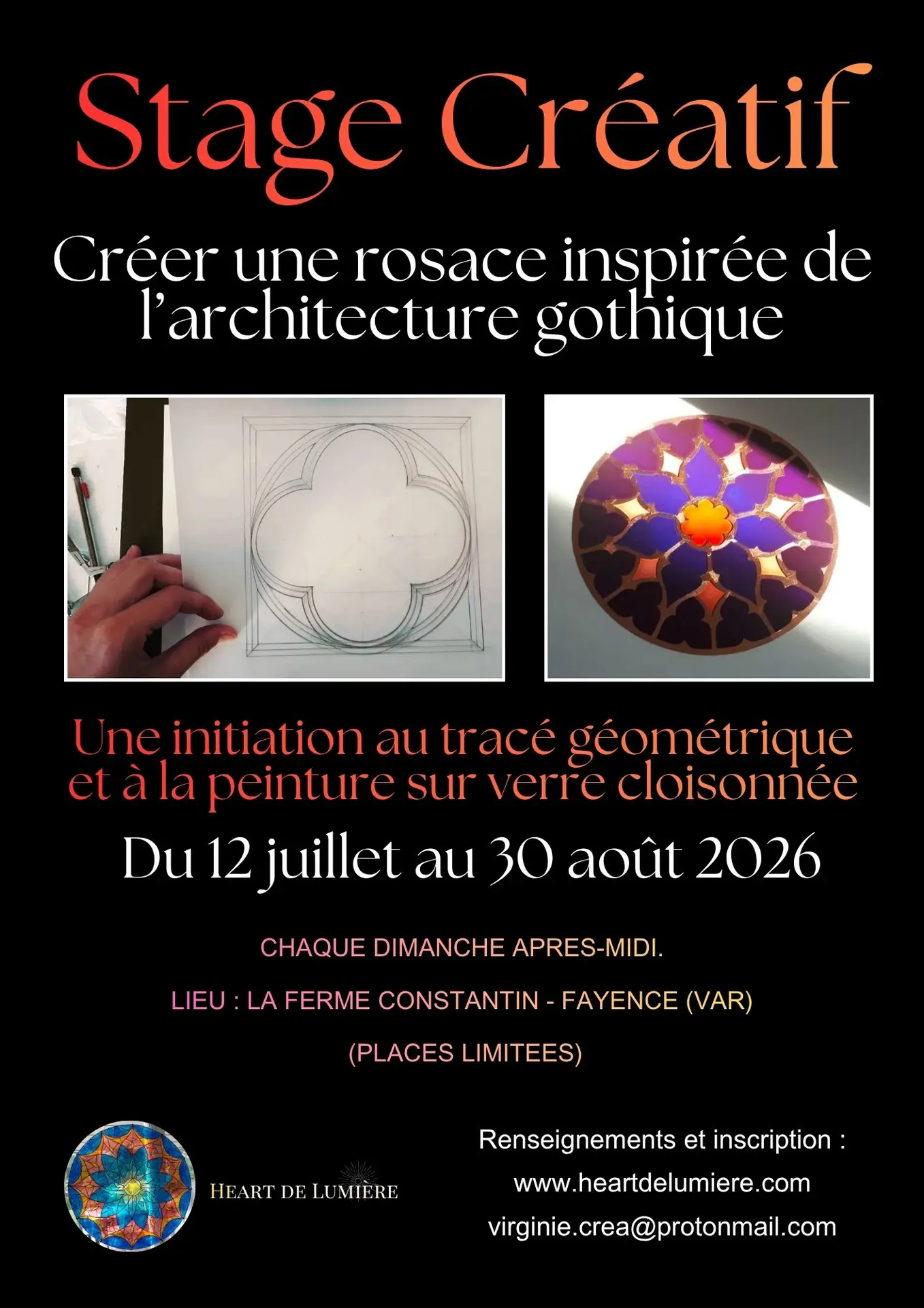 Stage Créatif Initiation au tracé géométrique et à la peinture sur verre cloisonnée