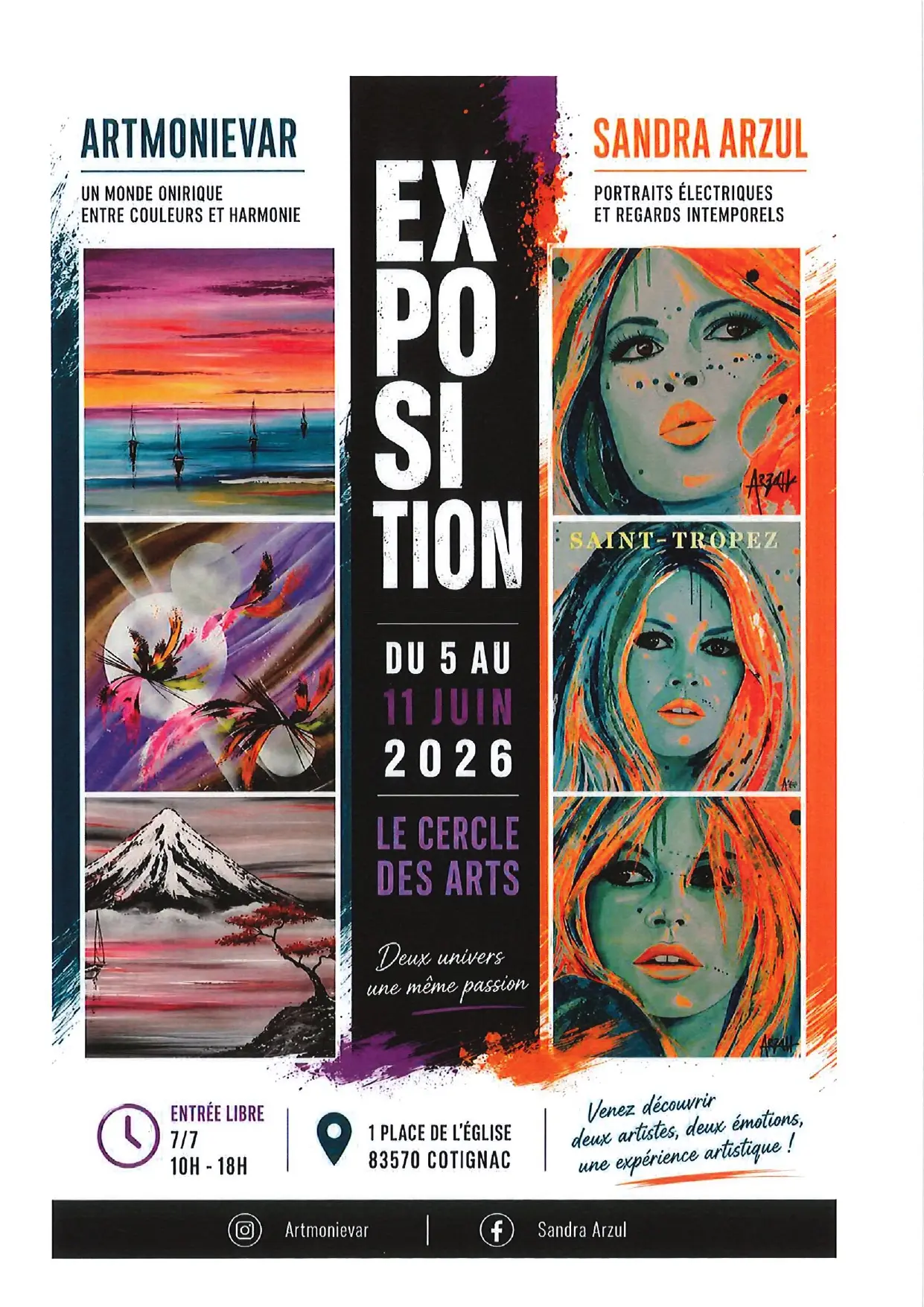 Exposition : Sandra ARZUL et ARTMONIEVAR - Peintures