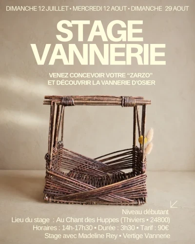 Stage découverte de la vannerie d'osier, réalise ton Zarzo avec Madeline Rey