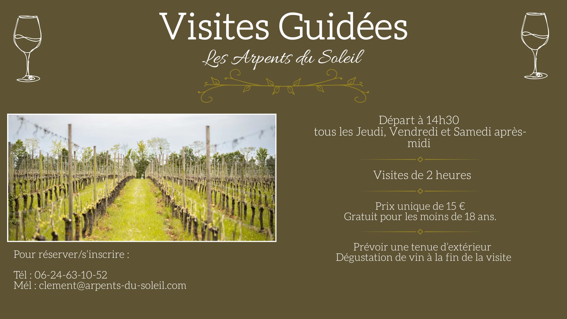 Visites guidées du vignoble "Les Arpents du Soleil"