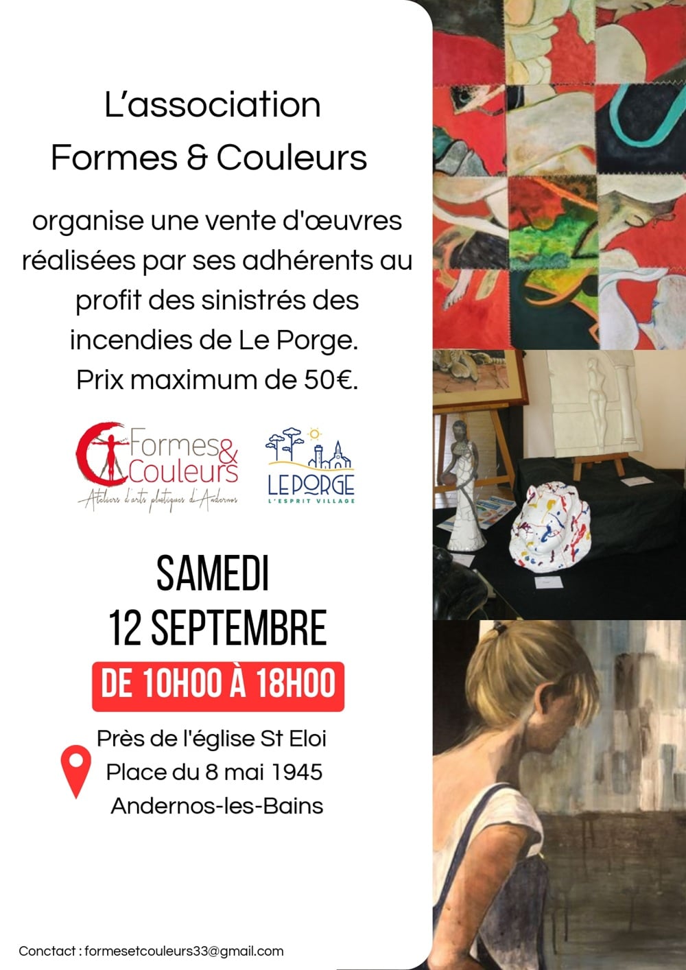 Vente d'oeuvres au profit des sinistrés des incendies