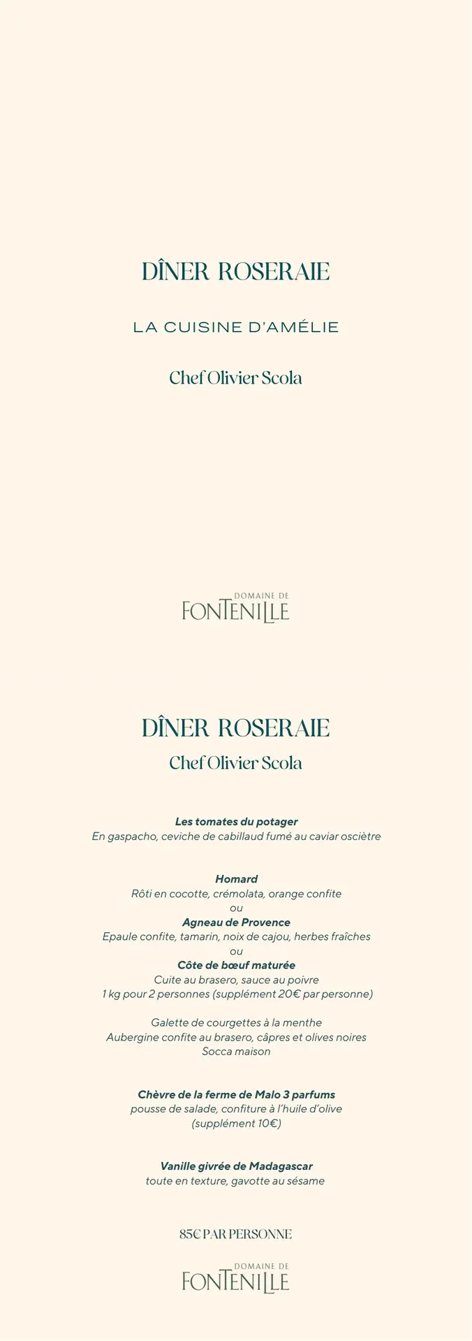Dîner Roseraie au Domaine de Fontenille