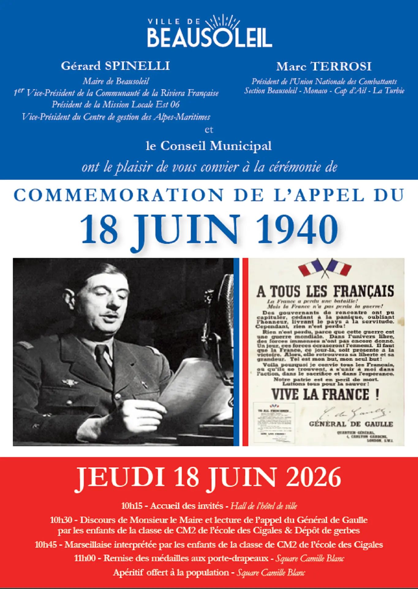 Commémoration de l'appel du 18 juin 1940