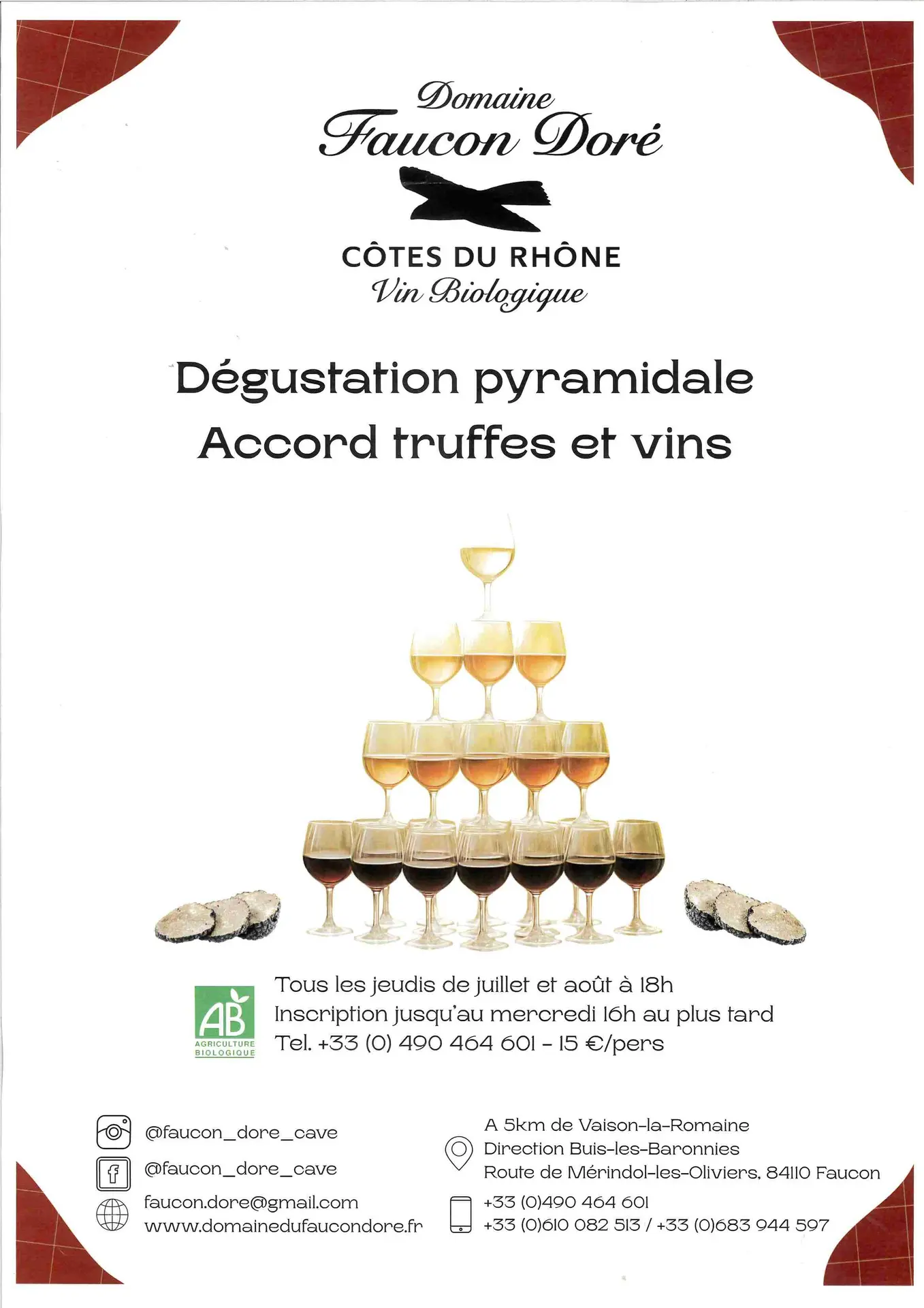 Dégustation Pyramidale au domaine du Faucon Doré