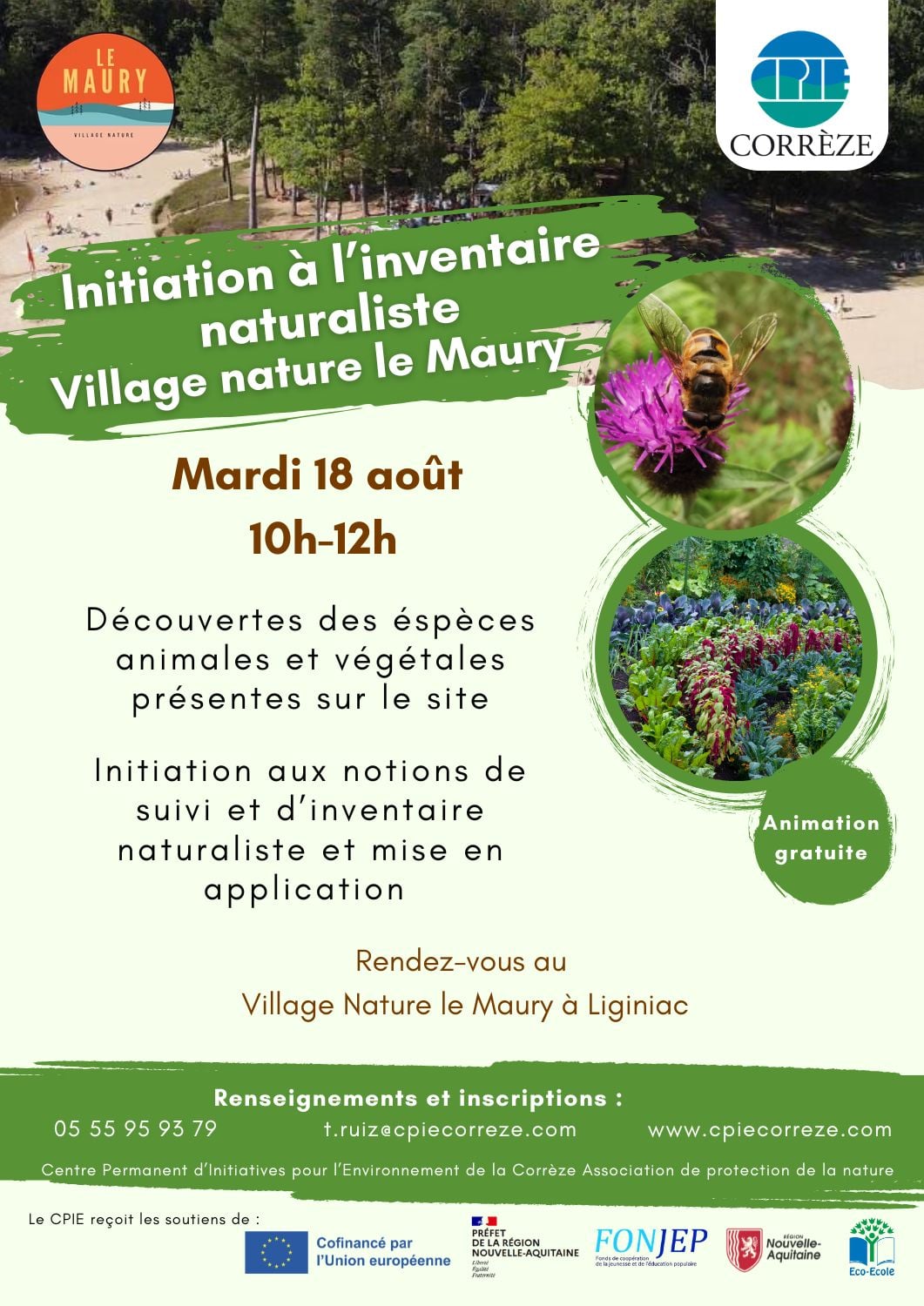 Initiation à l'inventaire naturaliste au Village Nature Le Maury