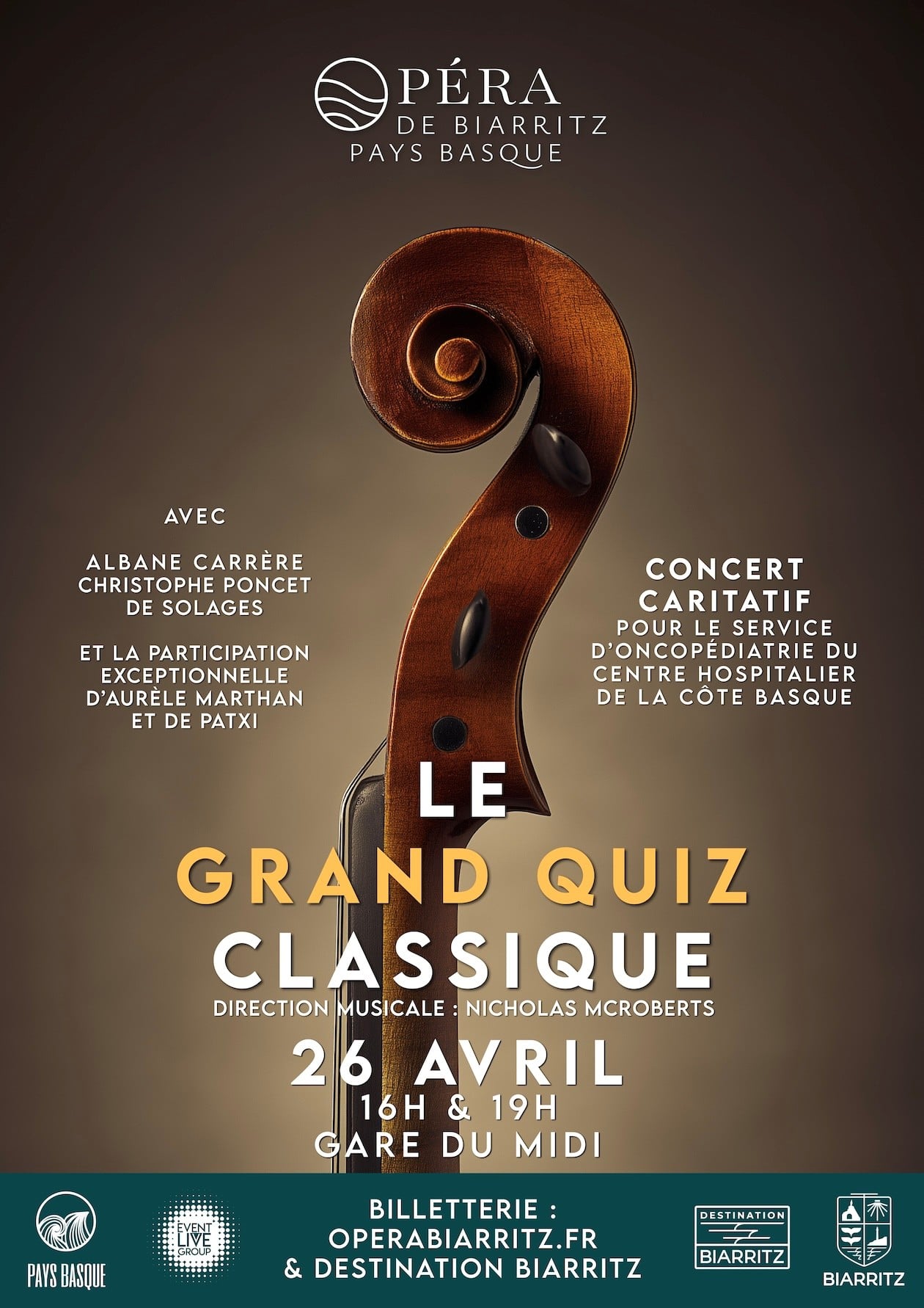 Opéra de Biarritz Pays Basque - Concert Le Grand Quiz Classique - 16h