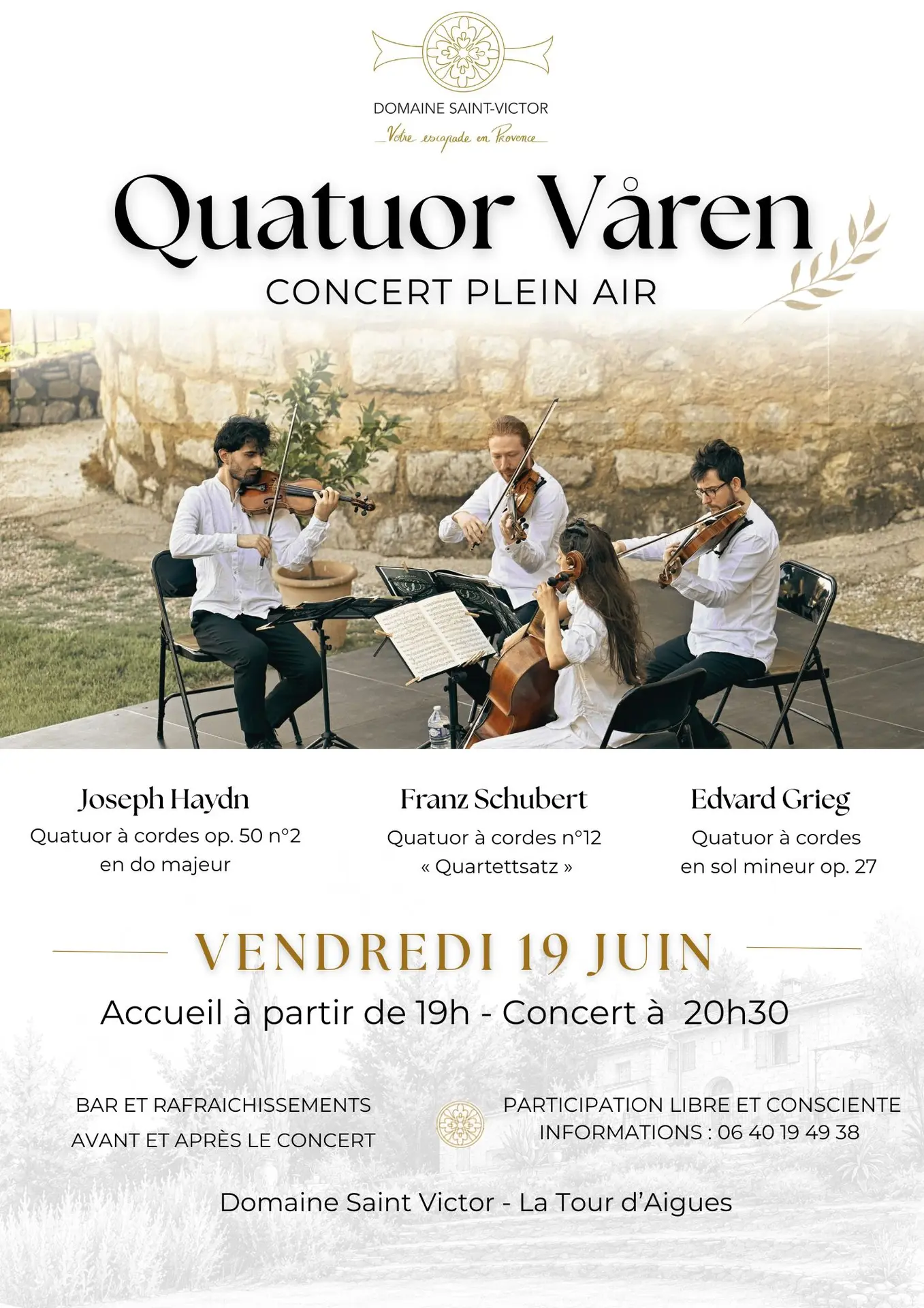 Concert Quatuor Våren à La Tour d'Aigues