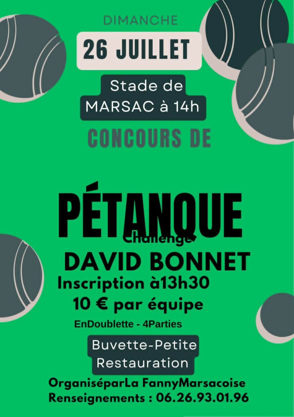 Concours de Pétanque - Challenge David BONNET