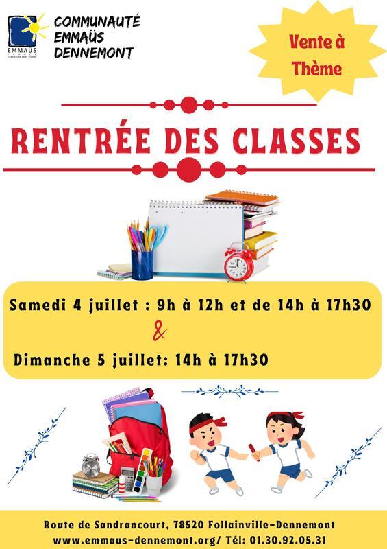 Vente à thème solidaire rentrée des classes