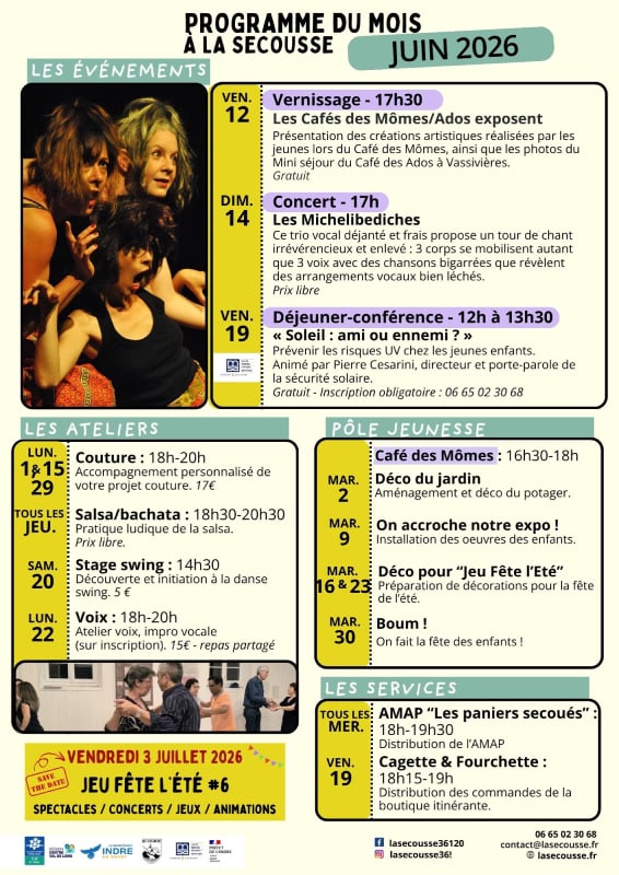 Programmation du mois à la Secousse