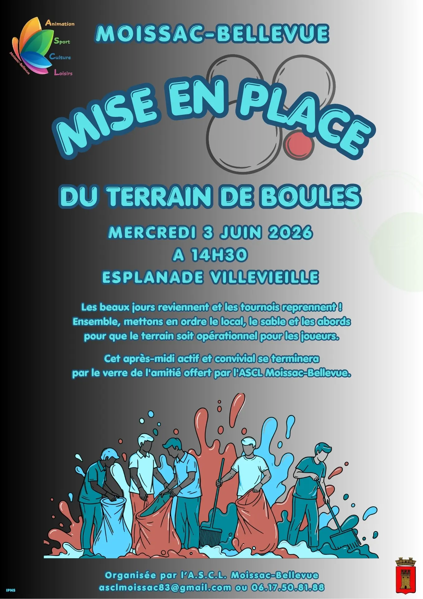Mise en place du terrain de boules