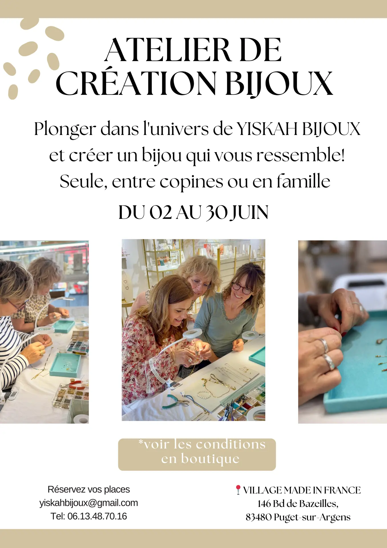 Atelier création de bijoux