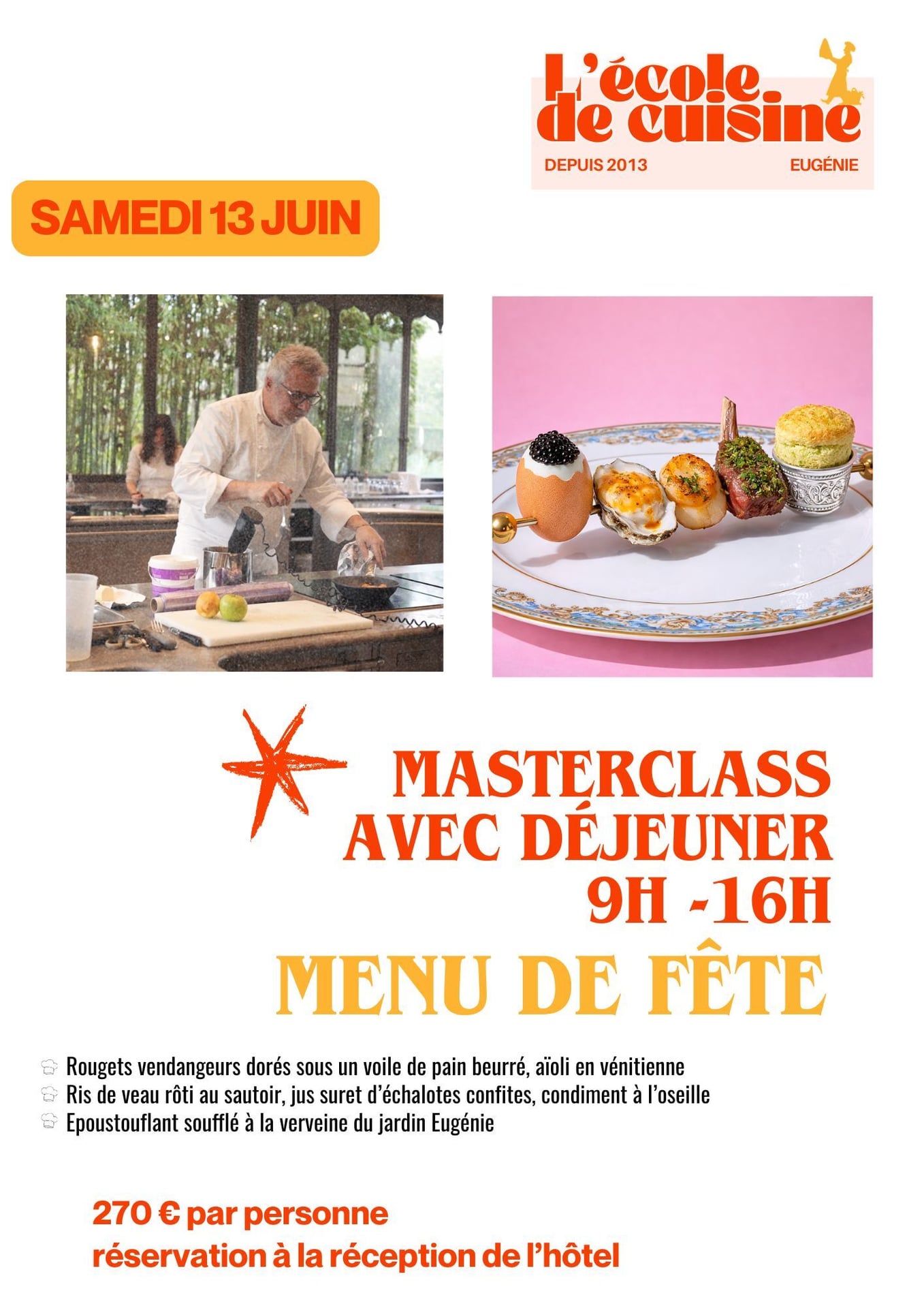 Masterclass avec déjeuner à l'école de cuisine