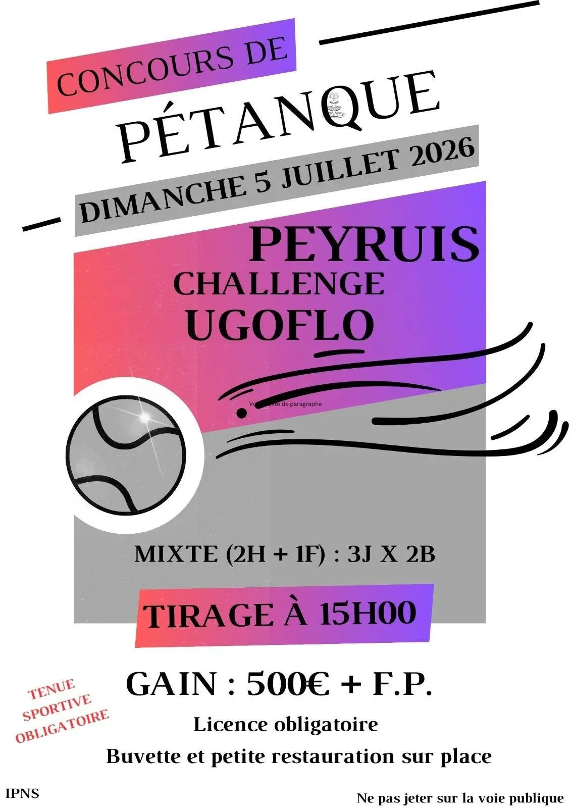 Concours de pétanque challenge Ugoflo à Peyruis