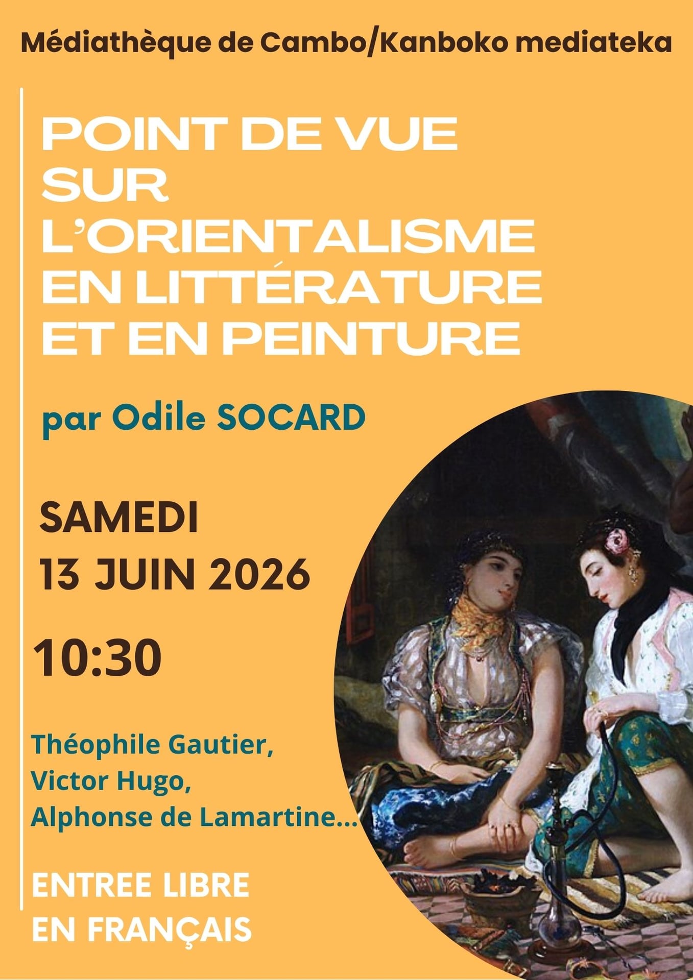 Conférence "point de vue sur l'orientalisme en littérature et en peinture"