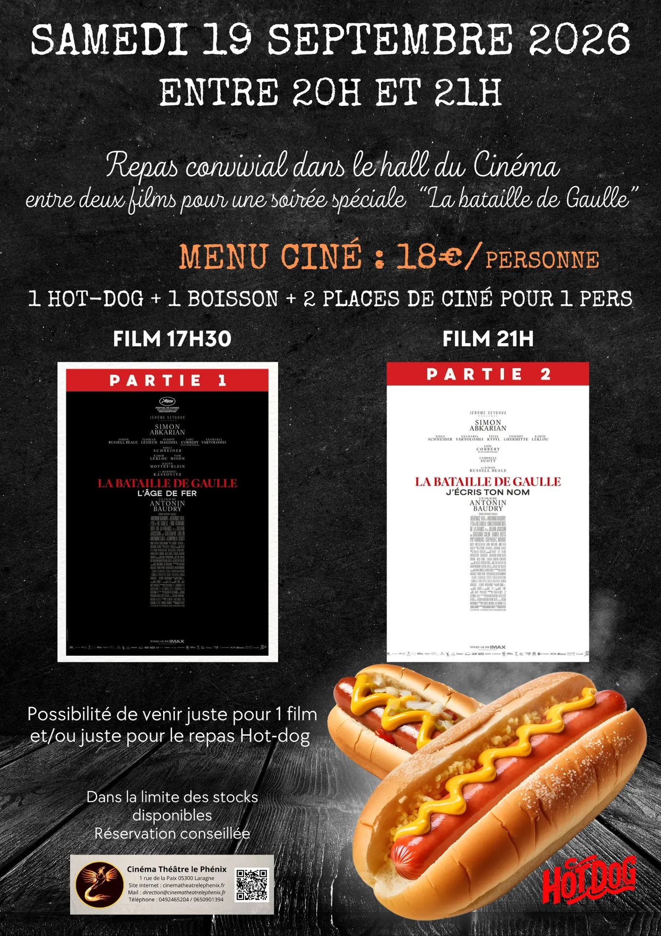 Repas-ciné : soirée spéciale "La bataille De  Gaulle"